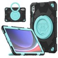 For Samsung Galaxy Tab S9+ Spider Rotation Handle Silicone Hybrid PC Tablet Case(Black Light Blue)