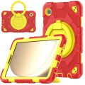 For Samsung Galaxy Tab A9 Spider Rotation Handle Silicone Hybrid PC Tablet Case(Yellow Red)