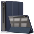 For Samsung Galaxy Tab S9+ Acrylic 3-folding Smart Leather Tablet Case(Dark Blue)