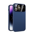 For iPhone 14 Pro Large Glass Window PC Phone Case with Integrated Lens Film(Royal Blue)