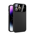For iPhone 14 Pro Large Glass Window PC Phone Case with Integrated Lens Film(Black)