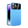 For iPhone 14 Pro Large Glass Window PC Phone Case with Integrated Lens Film(Sky Blue)