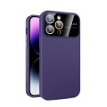 For iPhone 13 Pro Large Glass Window PC Phone Case with Integrated Lens Film(Dark Purple)