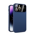For iPhone 13 Pro Large Glass Window PC Phone Case with Integrated Lens Film(Royal Blue)