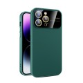 For iPhone 13 Pro Large Glass Window PC Phone Case with Integrated Lens Film(Green)