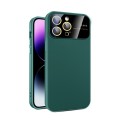For iPhone 12 Pro Max Large Glass Window PC Phone Case with Integrated Lens Film(Green)