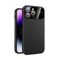 For iPhone 12 Pro Max Large Glass Window PC Phone Case with Integrated Lens Film(Black)