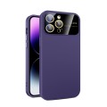For iPhone 12 Pro Large Glass Window PC Phone Case with Integrated Lens Film(Dark Purple)