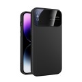 For iPhone XS Large Glass Window PC Phone Case with Integrated Lens Film(Black)