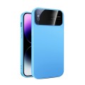 For iPhone XS Large Glass Window PC Phone Case with Integrated Lens Film(Sky Blue)
