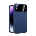 For iPhone XR Large Glass Window PC Phone Case with Integrated Lens Film(Royal Blue)