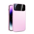 For iPhone XS Max Large Glass Window PC Phone Case with Integrated Lens Film(Pink)