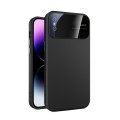 For iPhone XS Max Large Glass Window PC Phone Case with Integrated Lens Film(Black)