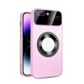 For iPhone 8 Plus/7 Plus Large Glass Window Magnetic Magsafe Phone Case with Lens Film(Pink)