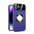 For iPhone 11 Pro Max Large Glass Window Magnetic Magsafe Phone Case with Lens Film(Dark Purple)