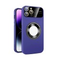 For iPhone 12 Pro Max Large Glass Window Magnetic Magsafe Phone Case with Lens Film(Dark Purple)