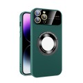 For iPhone 12 Pro Max Large Glass Window Magnetic Magsafe Phone Case with Lens Film(Green)