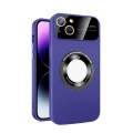 For iPhone 13 Large Glass Window Magnetic Magsafe Phone Case with Lens Film(Dark Purple)