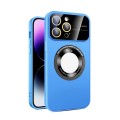 For iPhone 13 Pro Large Glass Window Magnetic Magsafe Phone Case with Lens Film(Sky Blue)