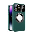 For iPhone 13 Pro Max Large Glass Window Magnetic Magsafe Phone Case with Lens Film(Green)