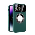 For iPhone 14 Pro Max Large Glass Window Magnetic Magsafe Phone Case with Lens Film(Green)