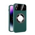 For iPhone XR Large Glass Window Magnetic Magsafe Phone Case with Lens Film(Green)