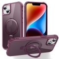 For iPhone 14 Plus MagSafe Magnetic Holder Phone Case(Wine Red)