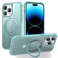 For iPhone 14 Pro MagSafe Magnetic Holder Phone Case(Lake Blue)
