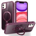 For iPhone 11 MagSafe Magnetic Holder Phone Case(Wine Red)