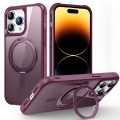 For iPhone 14 Pro MagSafe Magnetic Rotating Holder Phone Case(Wine Red)