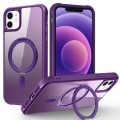 For iPhone 12 / 12 Pro MagSafe Magnetic Rotating Holder Phone Case(Purple)