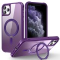 For iPhone 11 Pro Max MagSafe Magnetic Rotating Holder Phone Case(Purple)