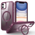 For iPhone 11 MagSafe Magnetic Rotating Holder Phone Case(Wine Red)