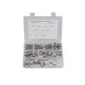 128 PCS Adjustable Single Ear Plus Stainless Steel Hydraulic Hose Clamps O-Clips Pipe Fuel Air Insid