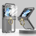 For Samsung Galaxy Z Flip5 Gkk Airbag Hinge Silicone Phone Case with Ring Holder & Tempered Film(Tra