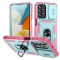 For Samsung Galaxy A23 4G / 5G Sliding Camshield TPU + PC Phone Case with Holder(Green+Pink)