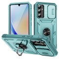 For Samsung Galaxy A34 Sliding Camshield TPU + PC Phone Case with Holder(Green)