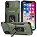 For iPhone XS Max Sliding Camshield Holder Phone Case(Alpine Green)