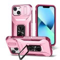 For iPhone 13 mini Sliding Camshield Holder Phone Case(Pink + Rose Red)