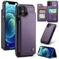 For iPhone 12 / 12 Pro CaseMe C22 Card Slots Holder RFID Anti-theft Phone Case(Purple)