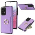 For Samsung Galaxy A52 4G/5G Ring Card  Litchi Leather Back Phone Case(Purple)