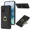 For Samsung Galaxy A51 4G Ring Card  Litchi Leather Back Phone Case(Black)