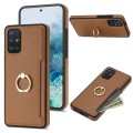 For Samsung Galaxy A51 4G Ring Card  Litchi Leather Back Phone Case(Brown)
