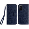 For Xiaomi Redmi Note 12S Tree Birds Embossed Pattern Leather Phone Case(Blue)