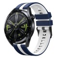 For Huawei Watch GT 3 / GT 3 Pro Vertical Two Color Silicone Watch Band(Dark Blue+White)