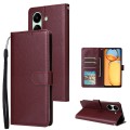 For Xiaomi Redmi 13C 4G 3-Card Slots Multifunctional Leather Phone Case(Wine Red)