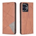 For Honor 100 Rhombus Texture Magnetic Leather Phone Case(Brown)