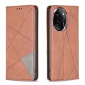 For Honor 100 Pro Rhombus Texture Magnetic Leather Phone Case(Brown)