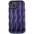For iPhone 15 Wave Texture Bright TPU Phone Case(Dark Purple)