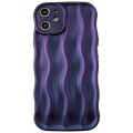 For iPhone 12 Wave Texture Bright TPU Phone Case(Dark Purple)